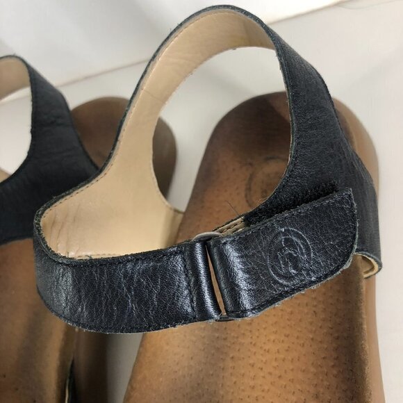 ROCKPORT Black Leather Adjustable Velcro Strap Sandals Sz 7.5 - Picture 7 of 12